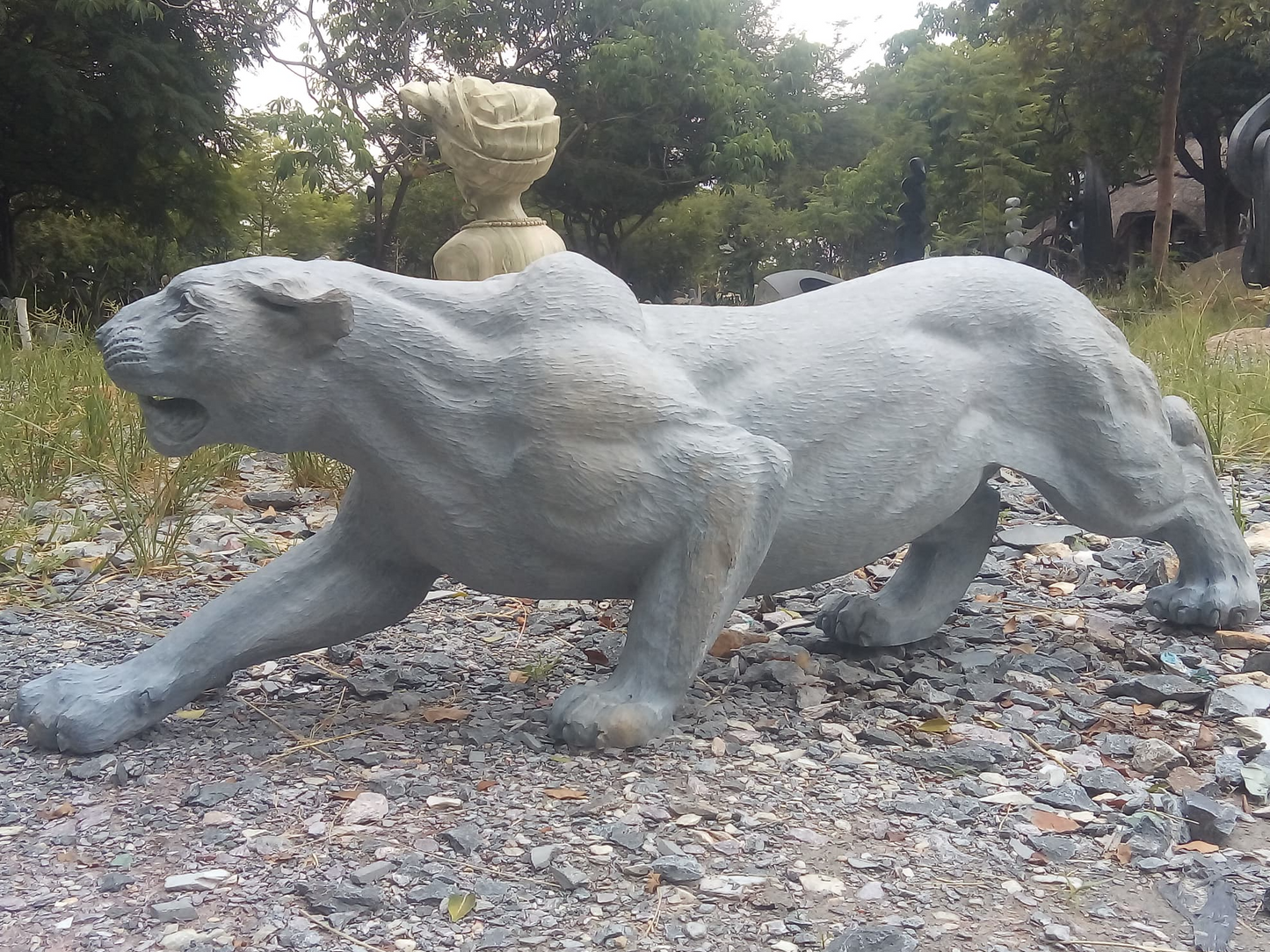 On The Prowl - Stone Sculpture Made of Springstone by Farai Tandi | Zimbabwe