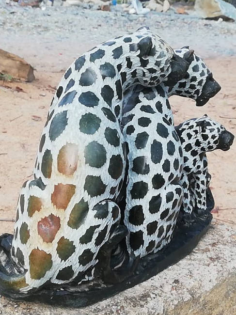 Leopard Alert - Stone Sculpture Made of Opal Stone by Taurai Maisiri | Zimbabwe