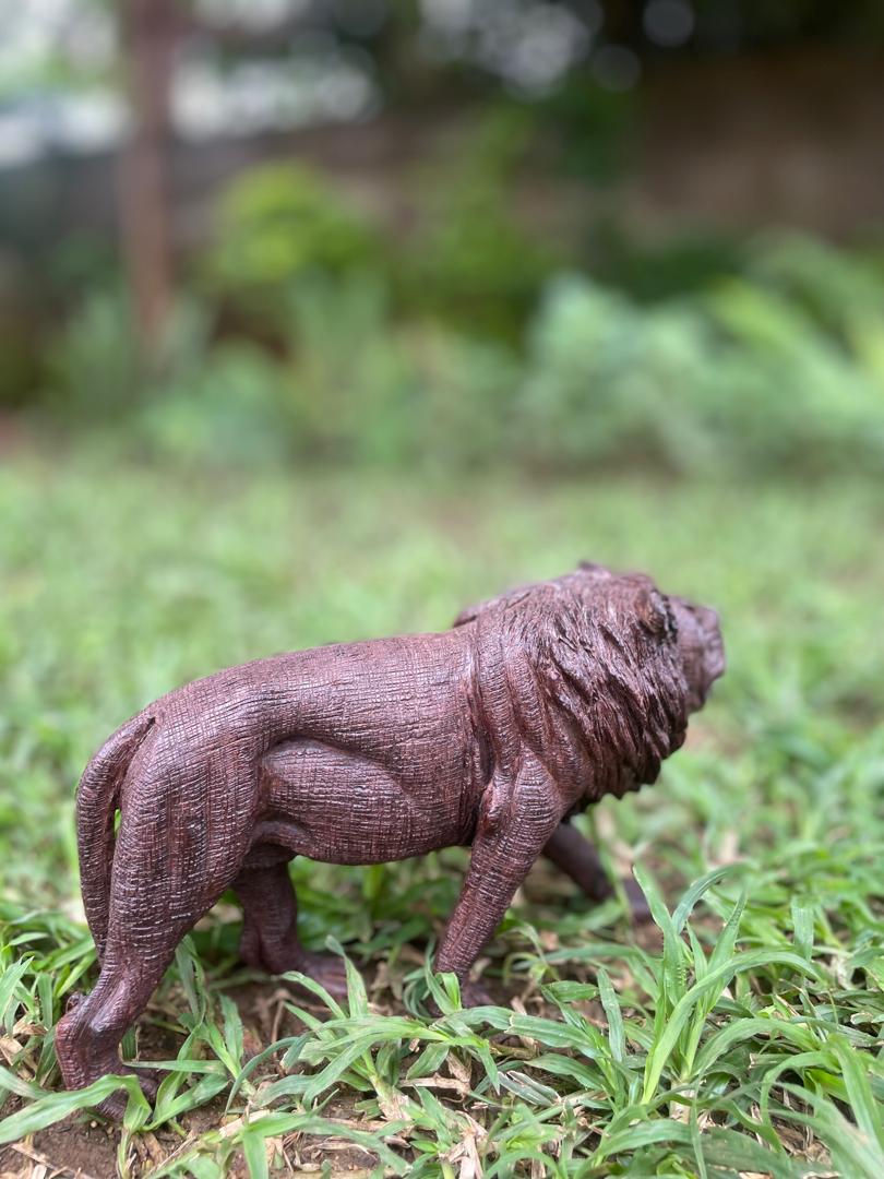 Lion Ready to Attack - Wooden Sculpture Made of Ironwood by Ntokozo Patson Sibanda | Zimbabwe
