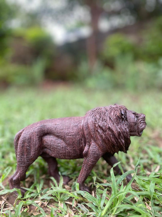 Lion Ready to Attack - Wooden Sculpture Made of Ironwood by Ntokozo Patson Sibanda | Zimbabwe