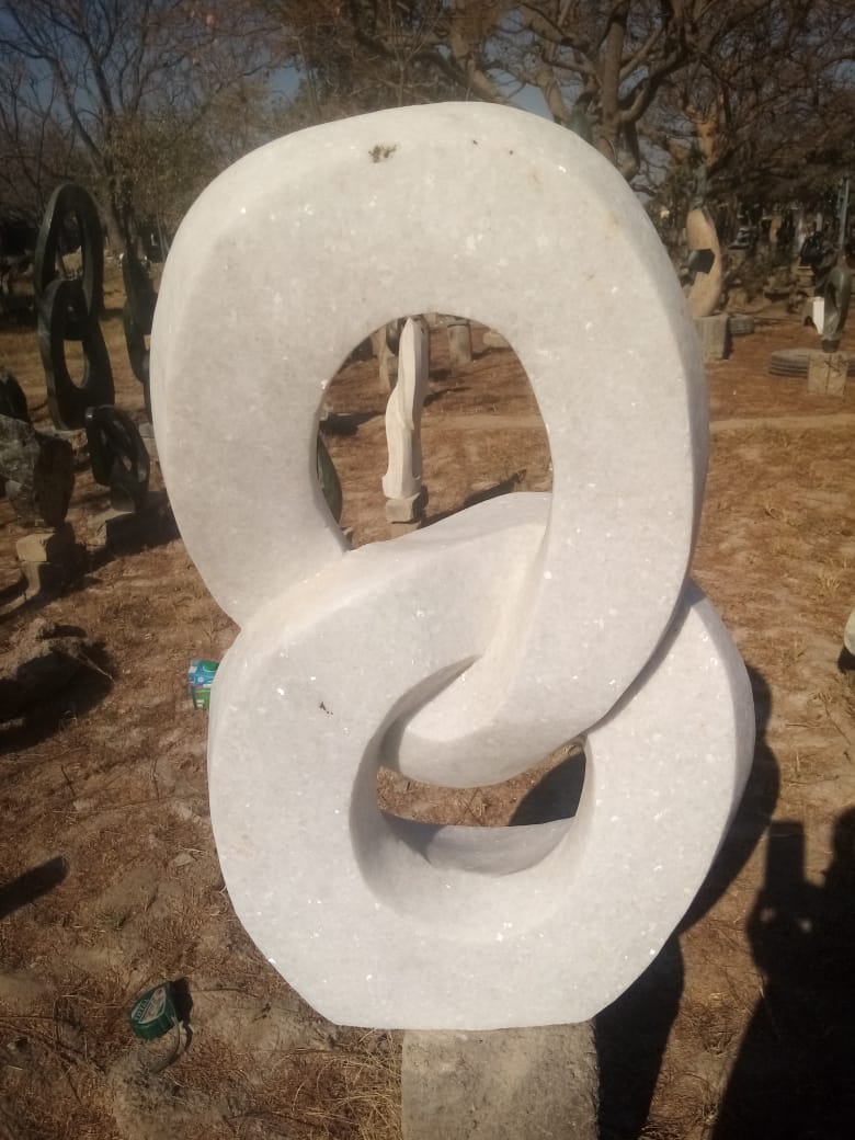 Love Bond - Stone Sculpture Made of Dolomite by Pheoleen Gandari | Zimbabwe