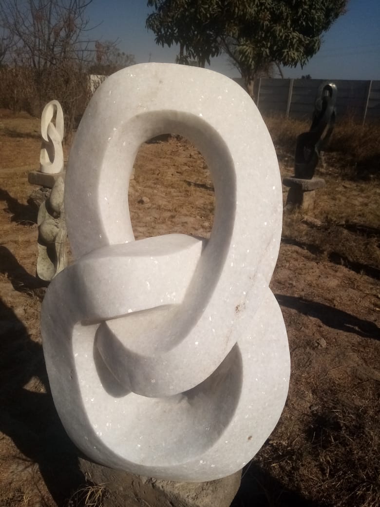 Love Bond - Stone Sculpture Made of Dolomite by Pheoleen Gandari | Zimbabwe