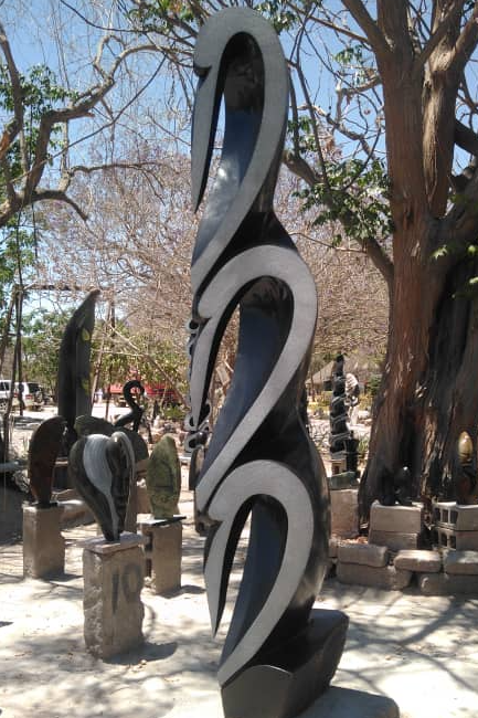 Love Birds - Stone Sculpture Made of Springstone by Ishmael Chitiyo Jnr | Zimbabwe