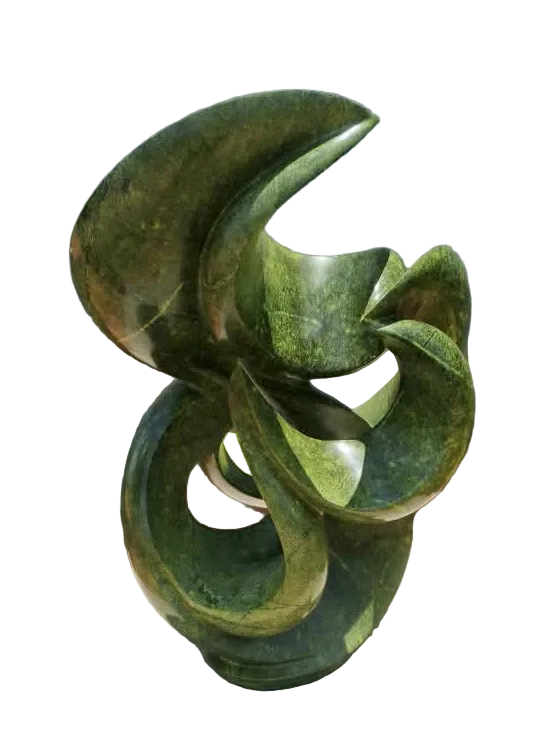 Magic Flower - Abstract Stone Sculpture Made of Avocado Stone by James Phiri | Zimbabwe