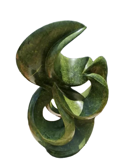 Magic Flower - Abstract Stone Sculpture Made of Avocado Stone by James Phiri | Zimbabwe