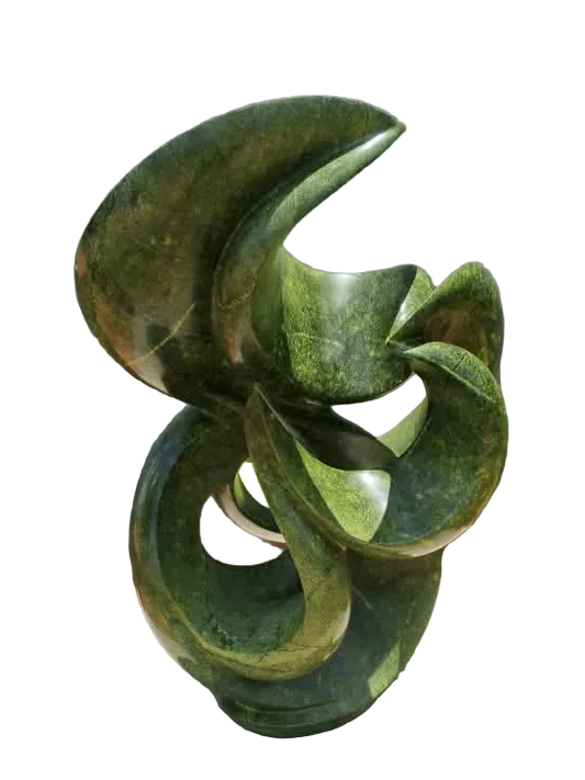 Magic Flower - Abstract Stone Sculpture Made of Avocado Stone by James Phiri | Zimbabwe