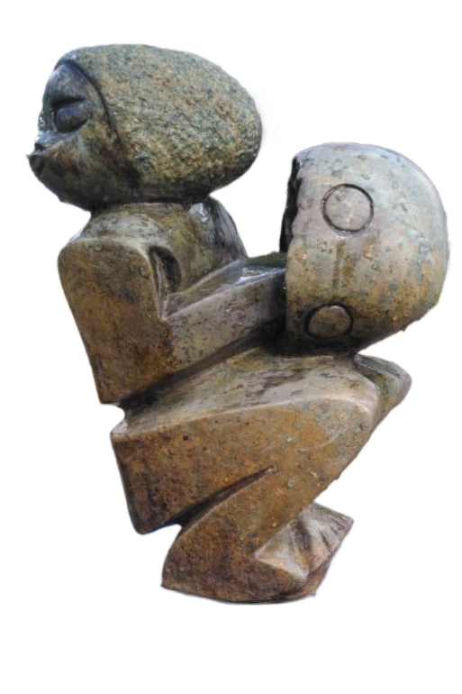 Mbira Player - Stone Sculpture Made of Spotted Opal Stone by Shingirai Madzongwe | Zimbabwe