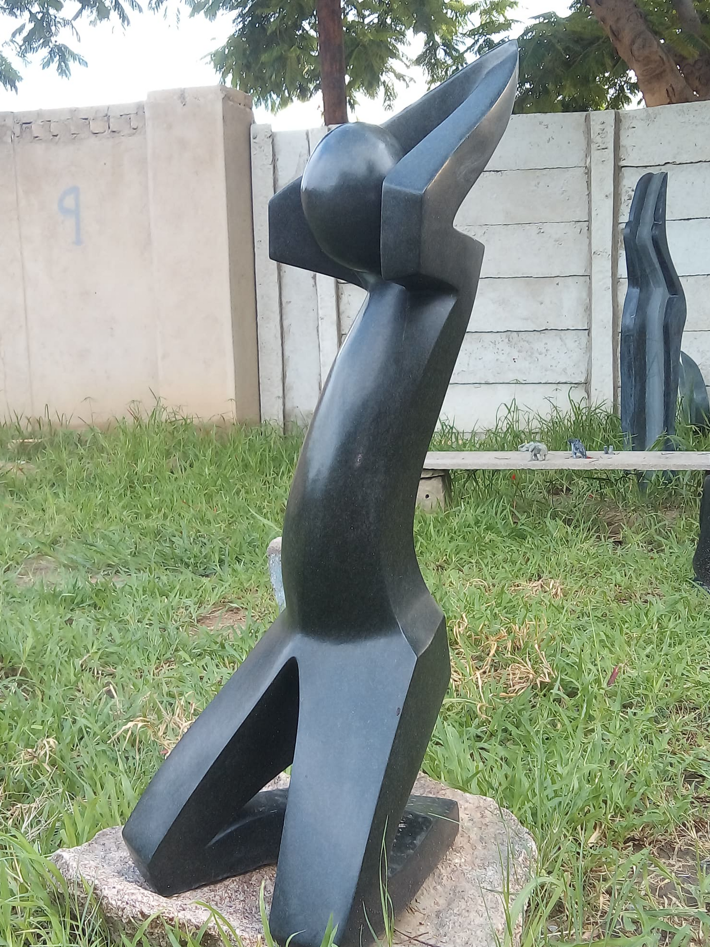 Workout - Stone Sculpture Made of Springstone by Misheck Makaza | Zimbabwe