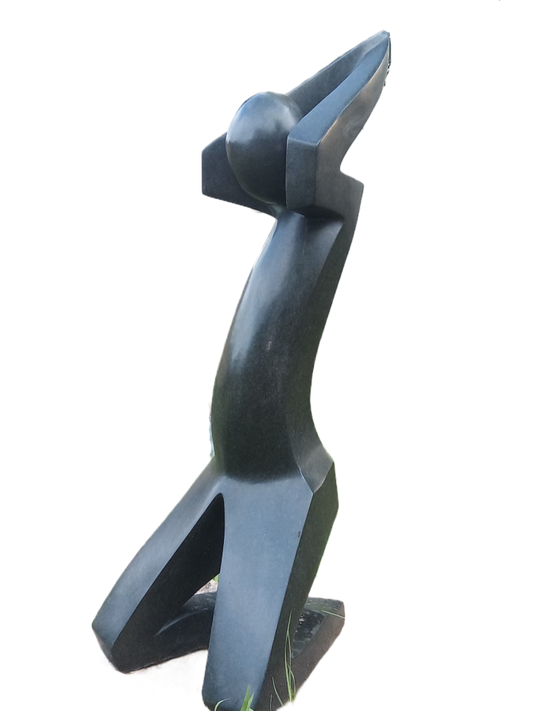 Workout - Stone Sculpture Made of Springstone by Misheck Makaza | Zimbabwe