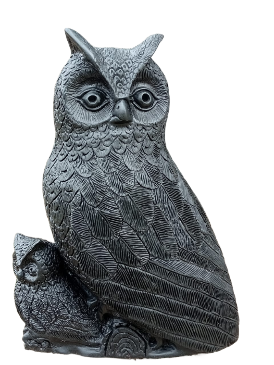 Mother and Child Owl - Stone Sculpture Made of Serpentine Rock by Misheck Makaza | Zimbabwe