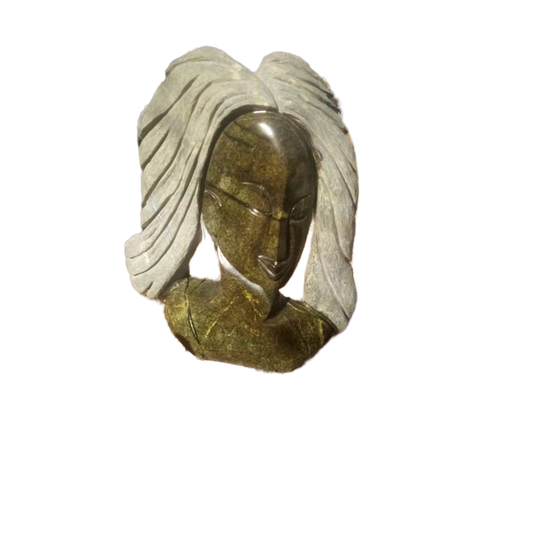 Model Head - Stone Sculpture Made of Leopard Rock by Derek Fombe | Zimbabwe