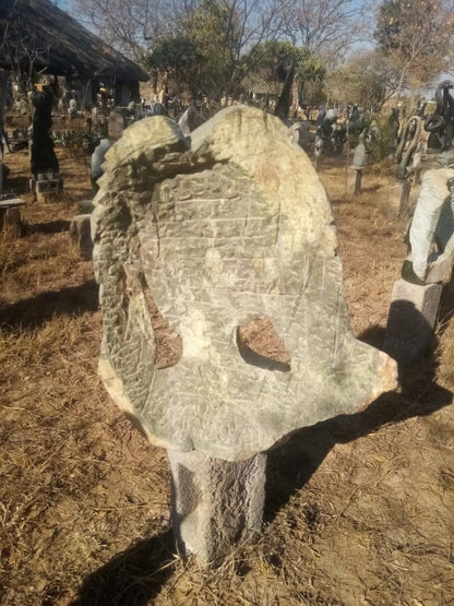 Model Head - Stone Sculpture Made of Leopard Rock by Derek Fombe | Zimbabwe