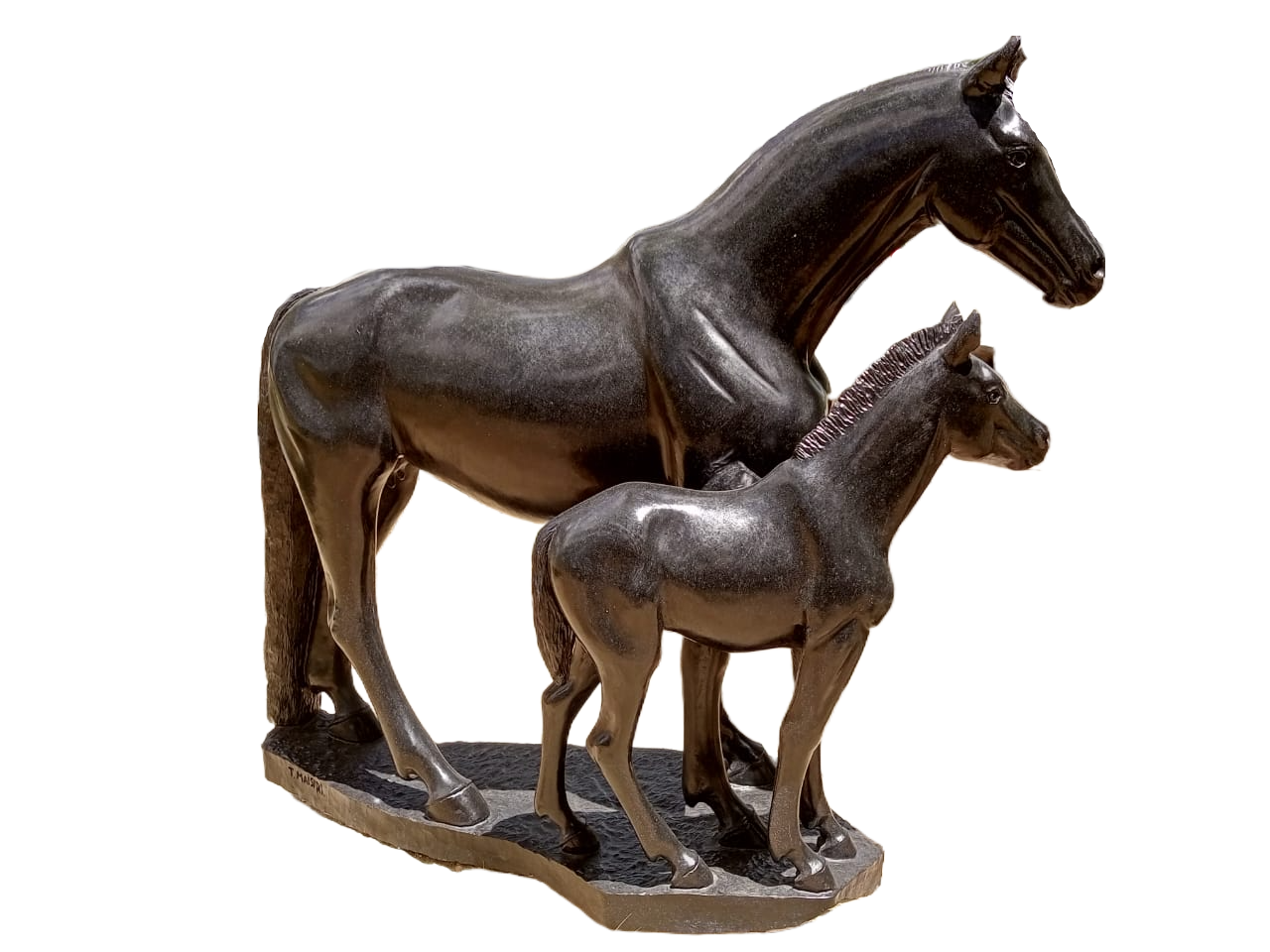 Mother & Child Horse - Stone Sculpture Made of Springstone by Taurai Maisiri | Zimbabwe