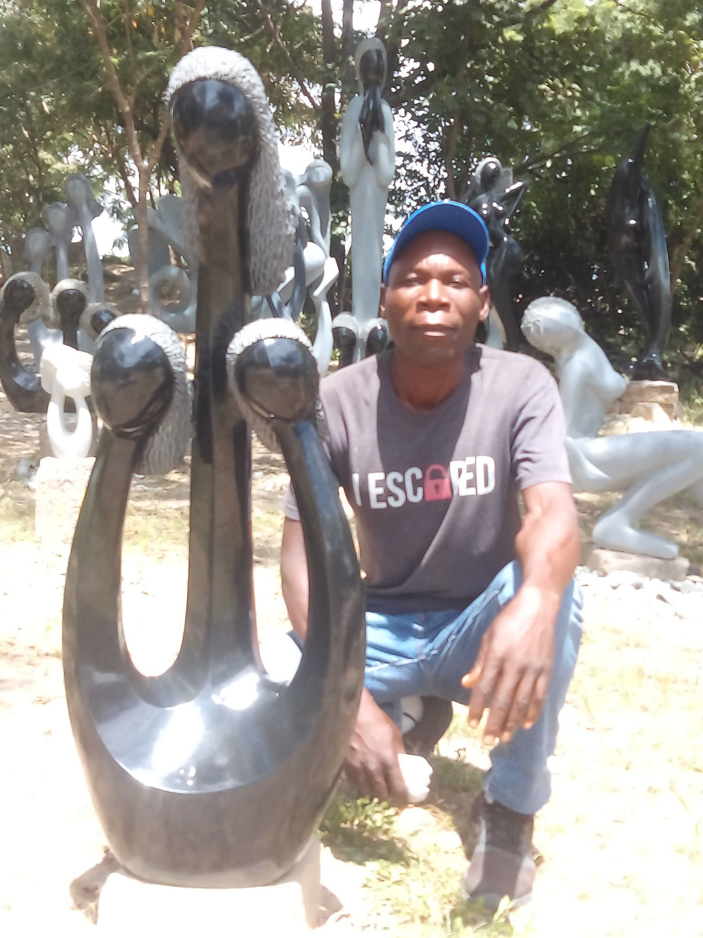 Twin Blessings - Stone Sculpture Made of Springstone by Morgan Chijumani | Zimbabwe