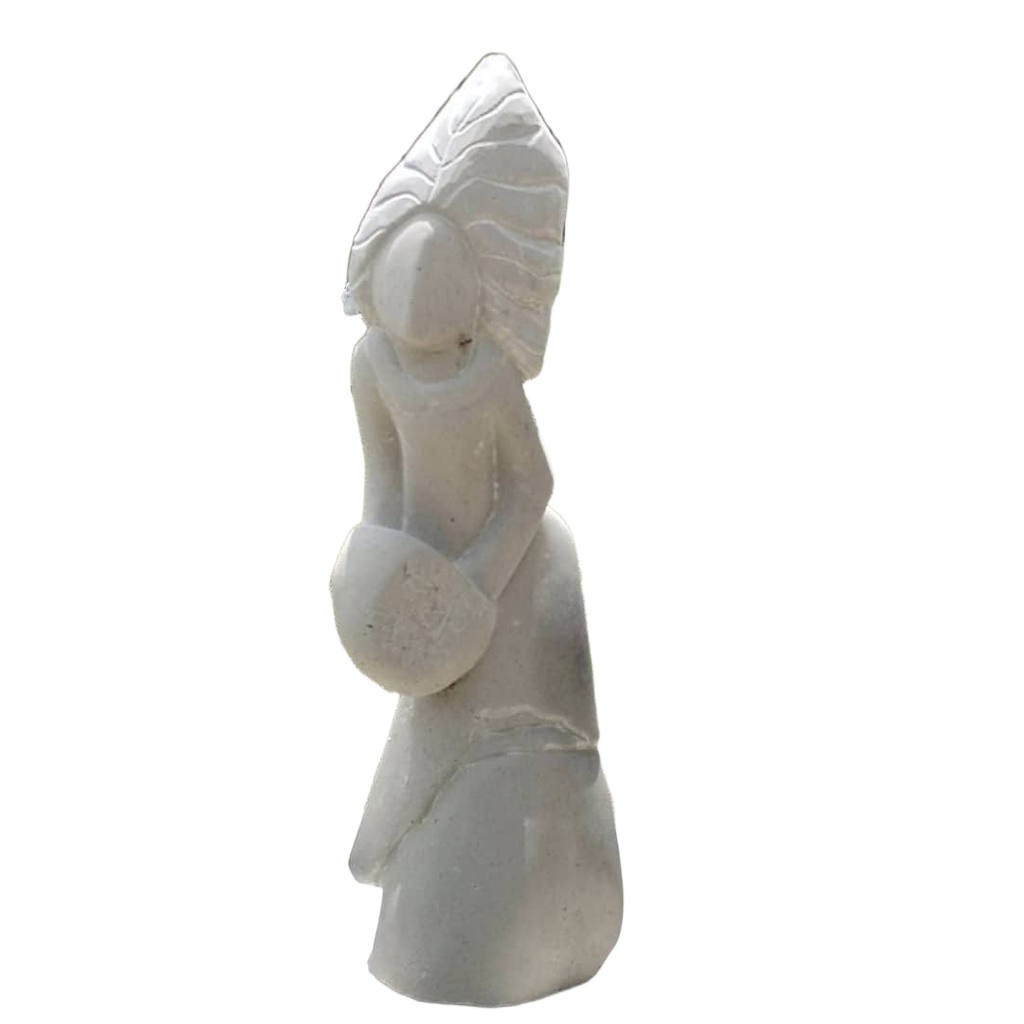 Mystic Mbira Player - Stone sculpture Made of White Opal by Lorraine Mamvura | Zimbabwe.