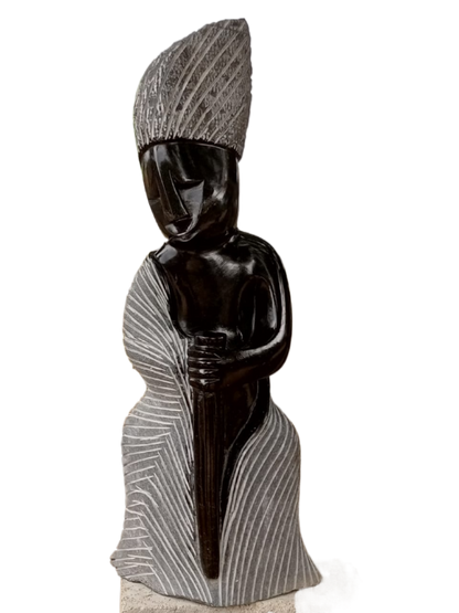 Granny - Stone Sculpture Made of Springstone by Nickson Muti | Zimbabwe