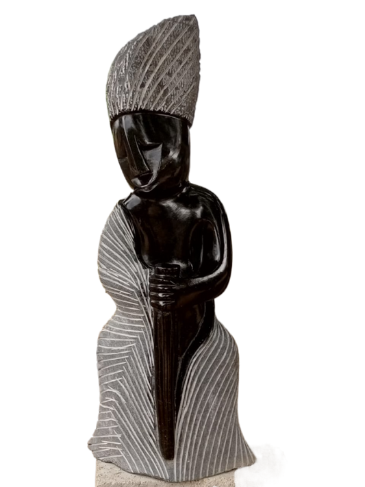 Granny - Stone Sculpture Made of Springstone by Nickson Muti | Zimbabwe