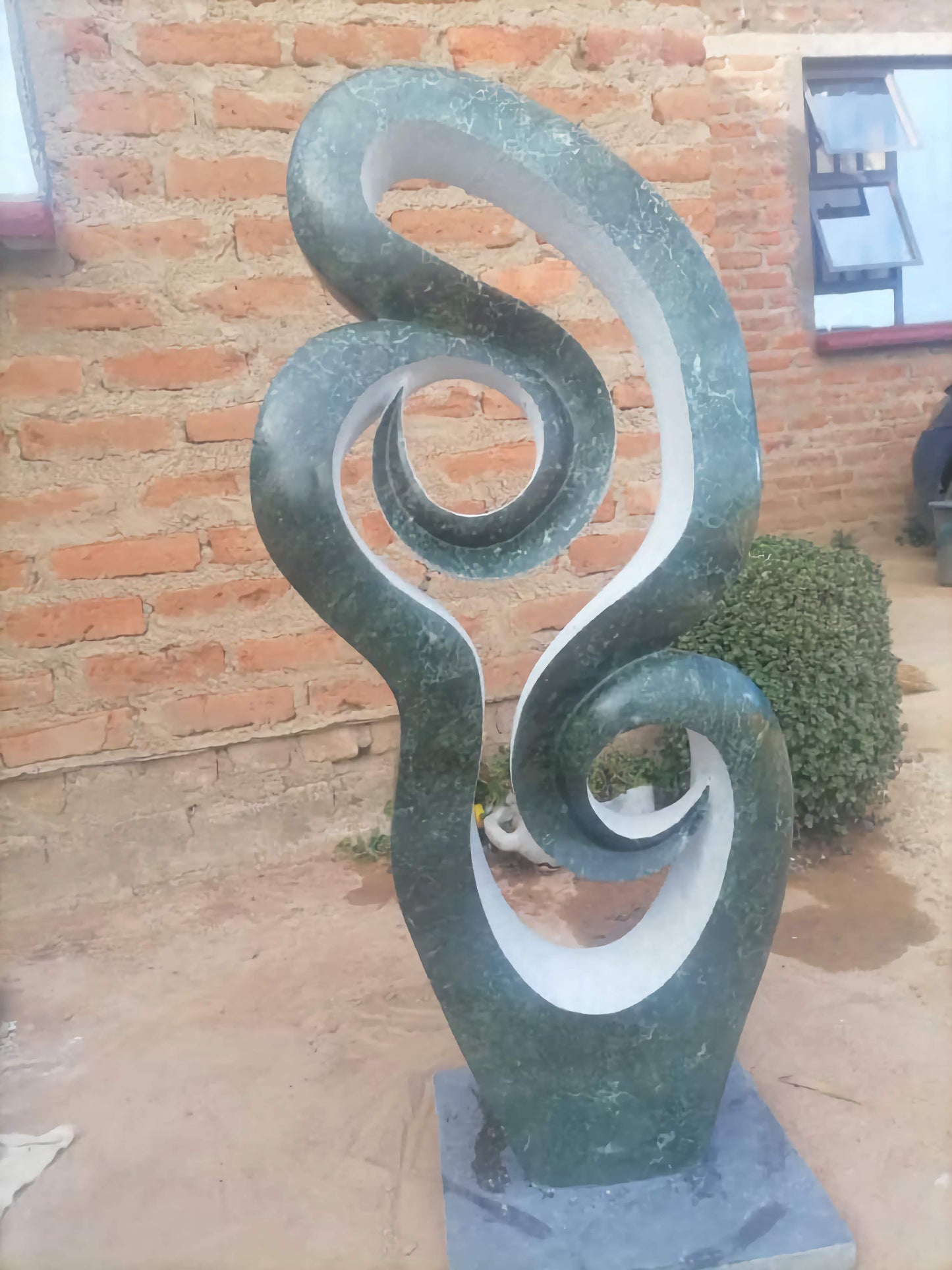 Opal Blossom - Stone Sculpture Made of Green Opal Stone by Addington Nyasoka | Zimbabwe