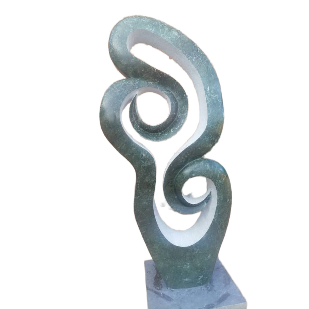 Opal Blossom - Stone Sculpture Made of Green Opal Stone by Addington Nyasoka | Zimbabwe