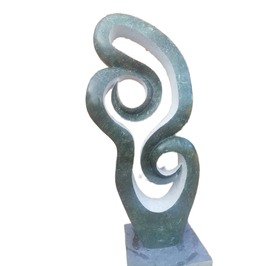 Opal Blossom - Stone Sculpture Made of Green Opal Stone by Addington Nyasoka | Zimbabwe