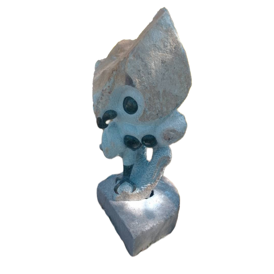 Owl in Shock - Stone Sculpture Made of Opal Stone by Taurai E Mupaso | Zimbabwe