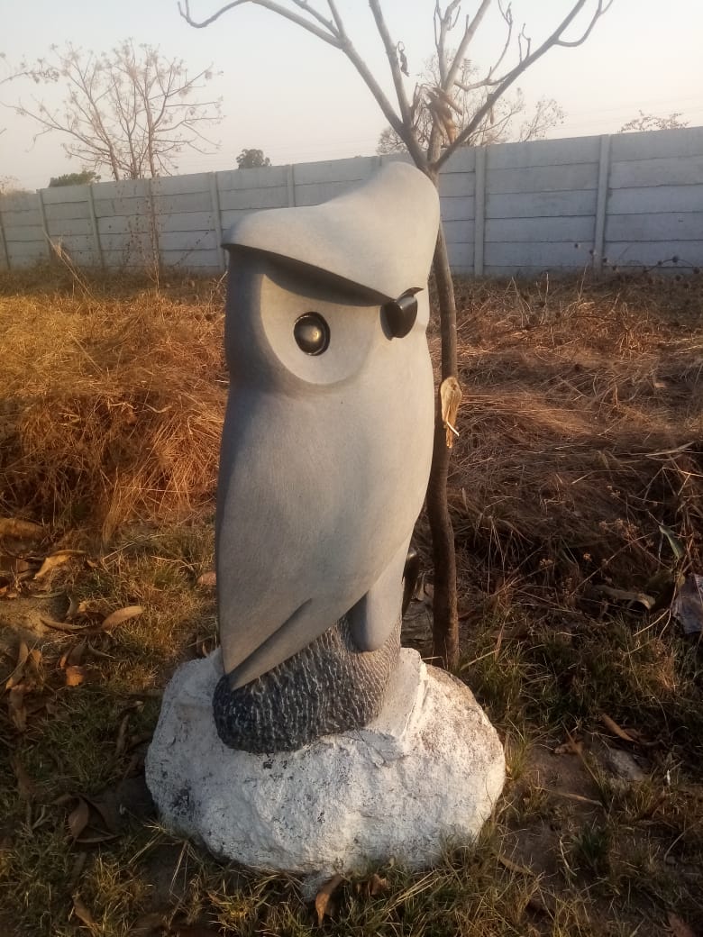 Night Watcher - Stone Sculpture Made of Springstone by Samson Mukohwa | Zimbabwe