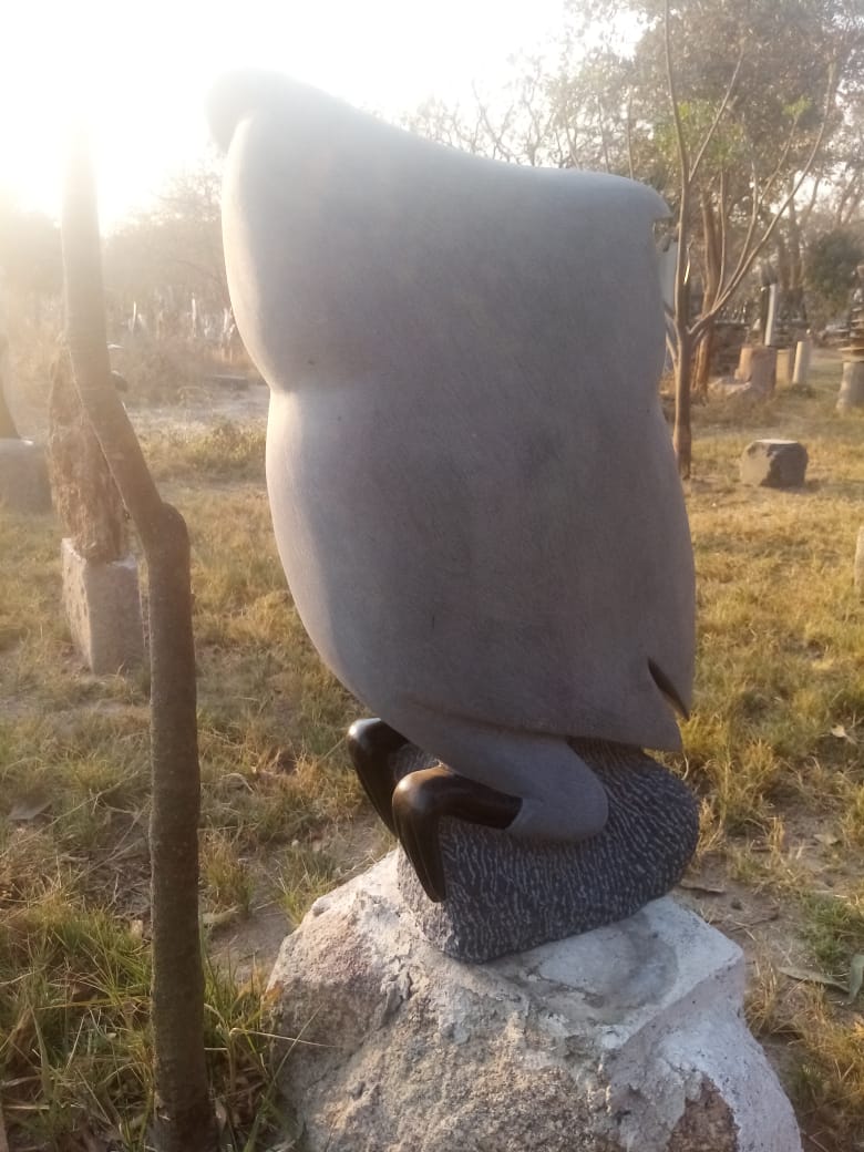 Night Watcher - Stone Sculpture Made of Springstone by Samson Mukohwa | Zimbabwe