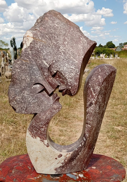 Dreamy Lovers - Stone Sculpture Made of Cobalt Stone by Paddington Tapfumanei| Zimbabwe