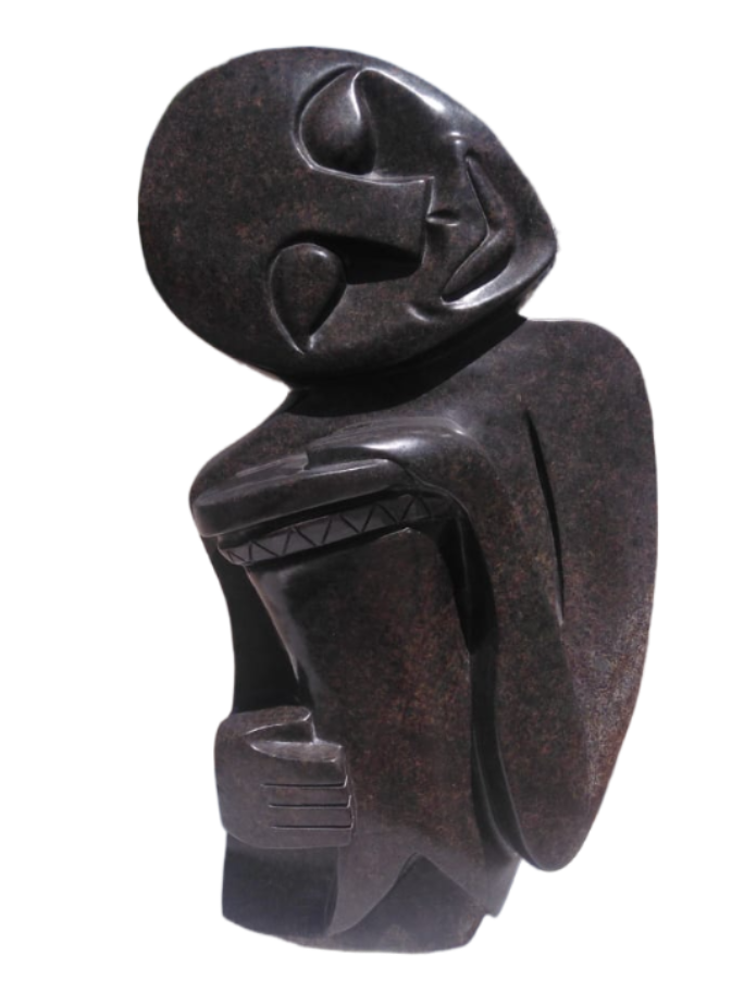 Passionate Drummer - Stone Sculpture Made of Serpentine Stone by Dereck Fombe | Zimbabwe