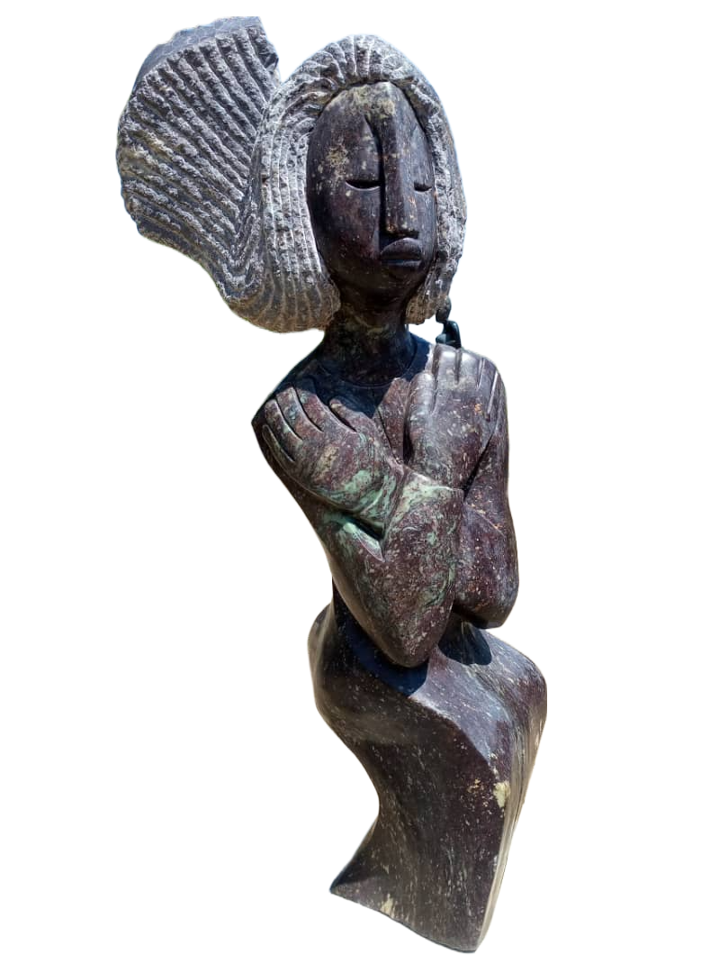 Peace Loving Woman - Stone Sculpture Made of Cobalt Stone by Jetro Zinyeka | Zimbabwe