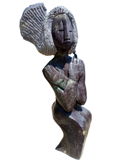 Peace Loving Woman - Stone Sculpture Made of Cobalt Stone by Jetro Zinyeka | Zimbabwe