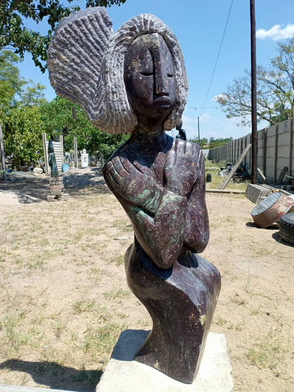 Peace Loving Woman - Stone Sculpture Made of Cobalt Stone by Jetro Zinyeka | Zimbabwe