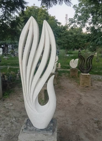 Peacock Abstract - Stone Sculpture Made of Dolomite by Owen Mlungisi | Zimbabwe