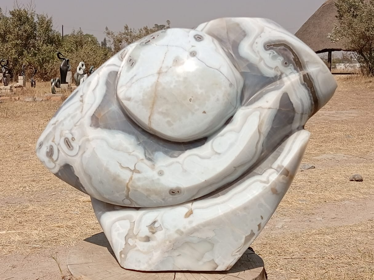 Powerful Warrior - Stone Sculpture Made of Agate Stone by Batsirai Tago | Zimbabwe