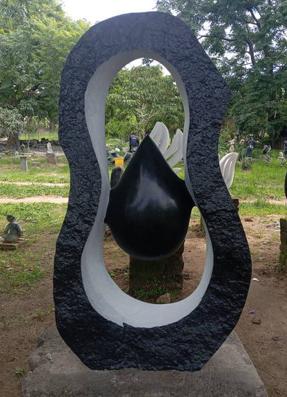 Trapped Moment - Stone Sculpture Made of Springstone by Owen Mlungisi | Zimbabwe
