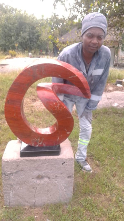Slip Away - Stone Sculpture Made of Red Jasper by Gift Mutsahuni | Zimbabwe