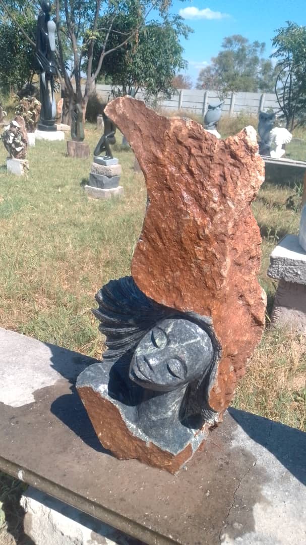 Nature's Crown - Stone Sculpture Made of Leopard Rock by Rufaro Murenza | Zimbabwe