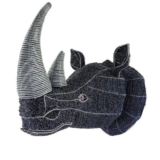 Rhino Head: Handmade of Hard Wire & Beads by Tadiwa Muchemwa | Zimbabwe
