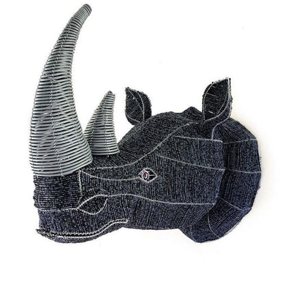 Rhino Head: Handmade of Hard Wire & Beads by Tadiwa Muchemwa | Zimbabwe