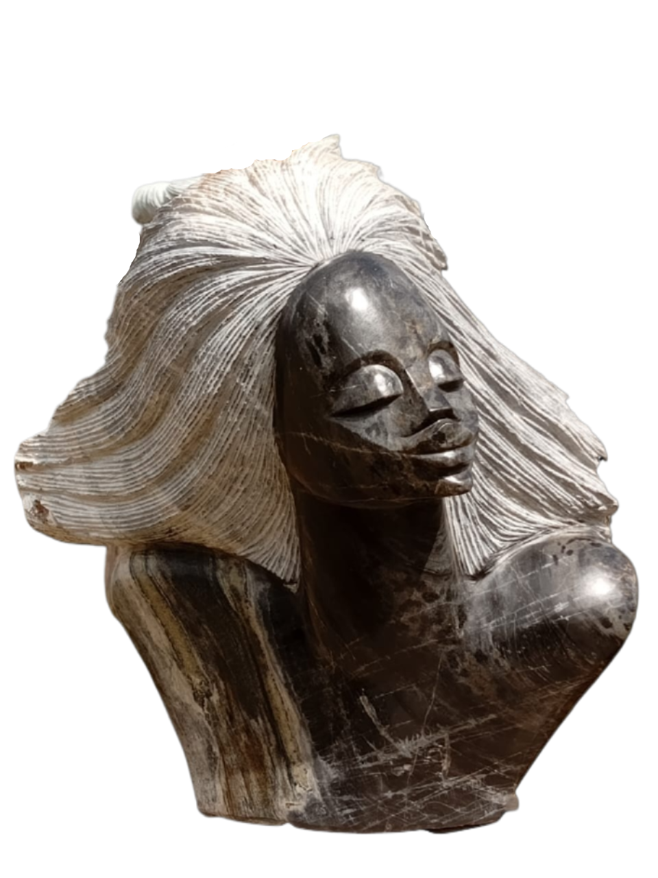 Another Windy Day - Stone Sculpture Made of Limestone by Rufaro Murenza| Zimbabwe