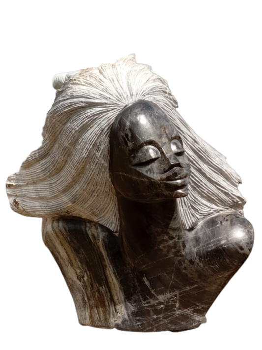 Another Windy Day - Stone Sculpture Made of Limestone by Rufaro Murenza| Zimbabwe