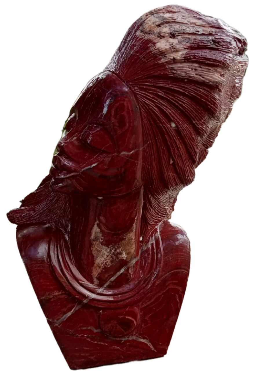 Waiting For You - Stone Sculpture Made of Red Jasper Stone by Rufaro Murenza | Zimbabwe