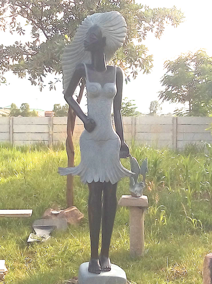 Super Model - Stone Sculpture Made of Springstone by Rufaro Murenza | Zimbabwe