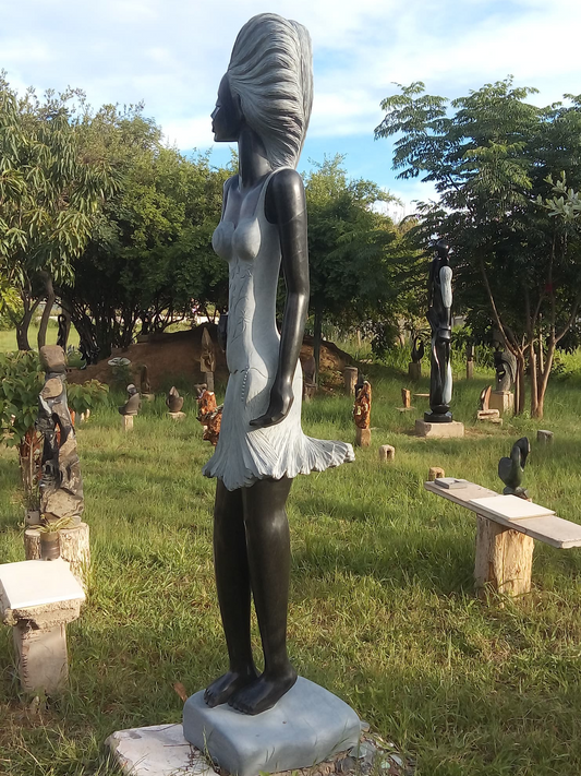 Super Model - Stone Sculpture Made of Springstone by Rufaro Murenza | Zimbabwe