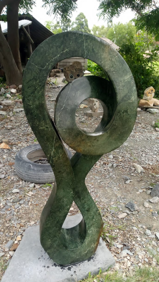 Twist - Stone Sculpture Made of Green Opal by Stanford  Chanakira | Zimbabwe