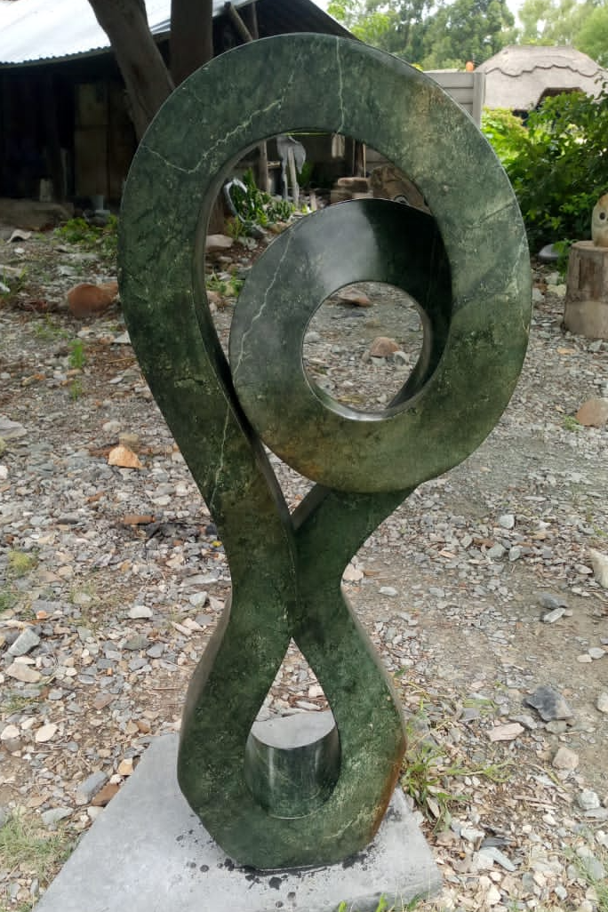 Twist - Stone Sculpture Made of Green Opal by Stanford  Chanakira | Zimbabwe