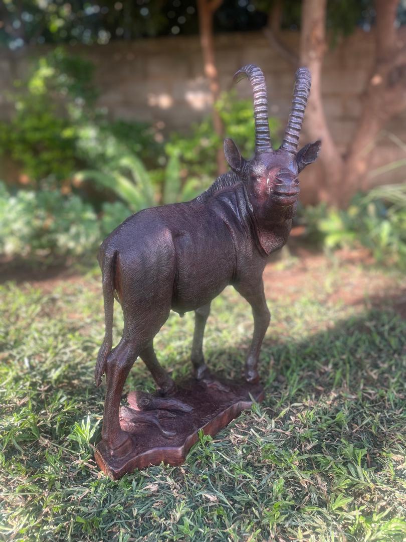 Sable In a State of Panic - Wooden Sculpture Made of Ironwood by Ntokozo Patson Sibanda | Zimbabwe