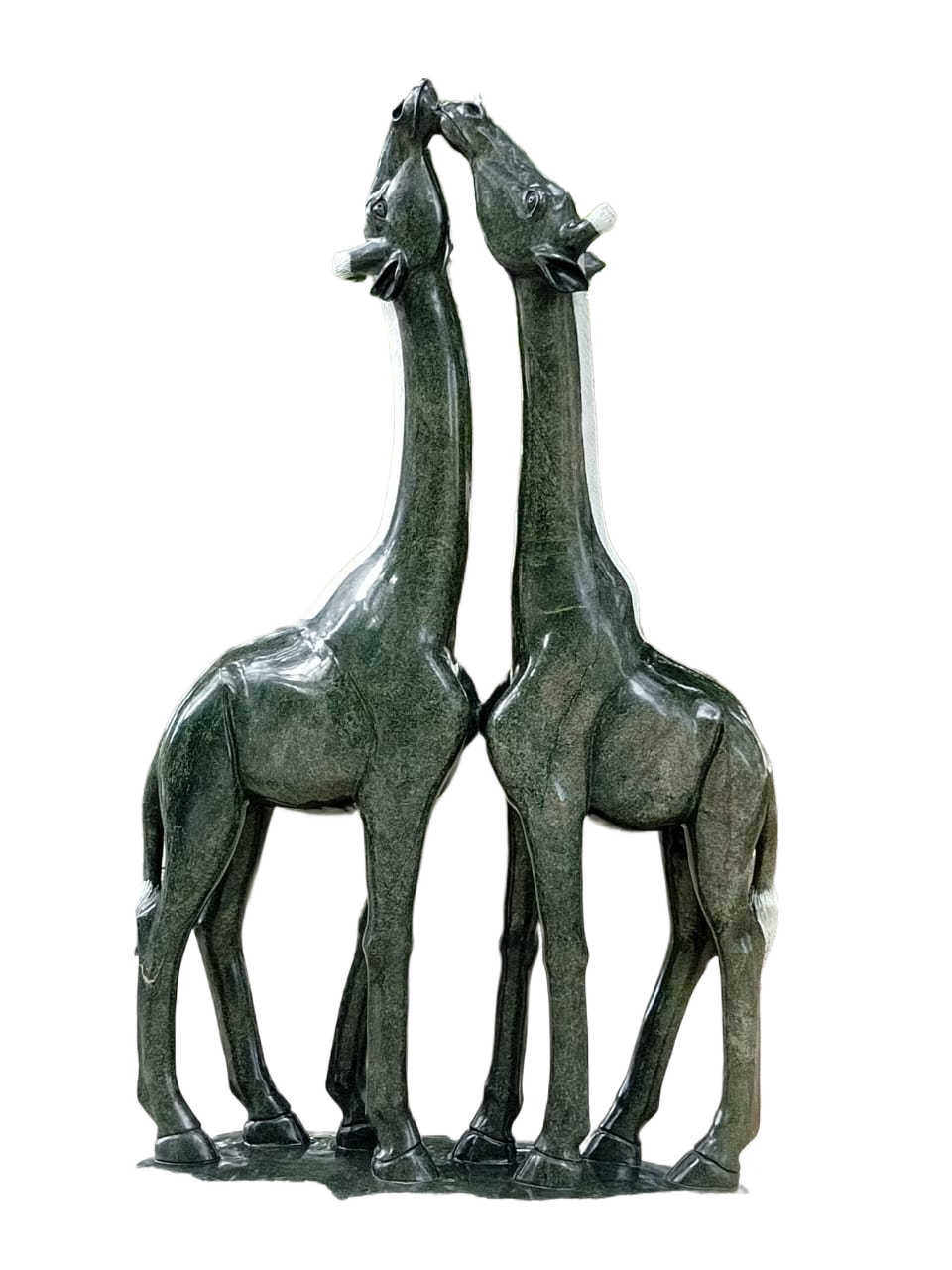 Young Giraffes - Stone Sculpture Made of Bluegrass Stone by Shepherd Phiri | Zimbabwe