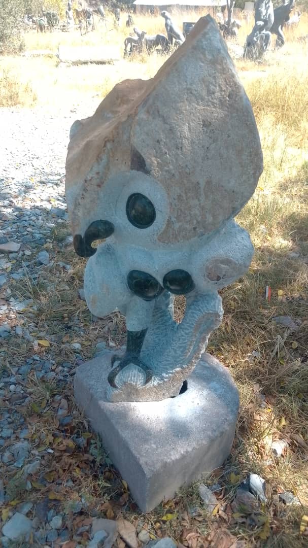 Owl in Shock - Stone Sculpture Made of Opal Stone by Taurai E Mupaso | Zimbabwe