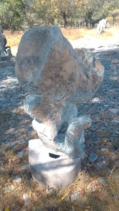 Owl in Shock - Stone Sculpture Made of Opal Stone by Taurai E Mupaso | Zimbabwe
